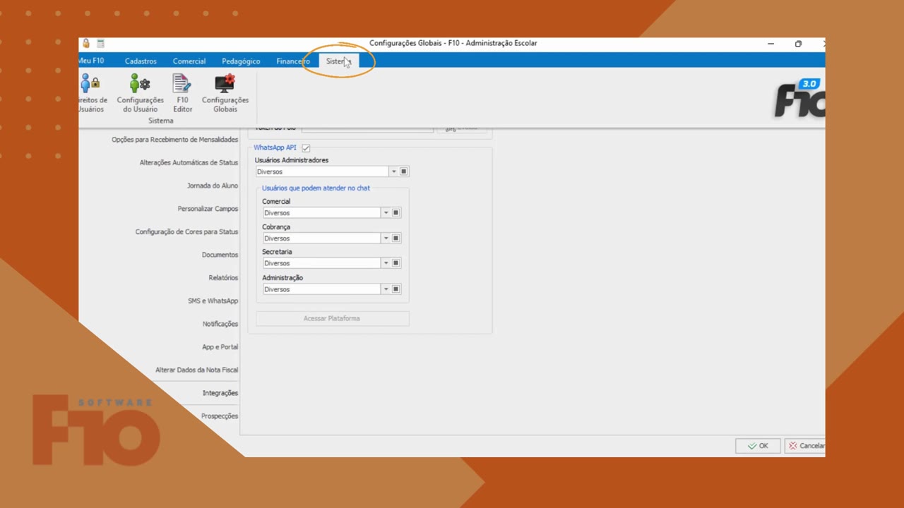 Integrações em Configurações Globais