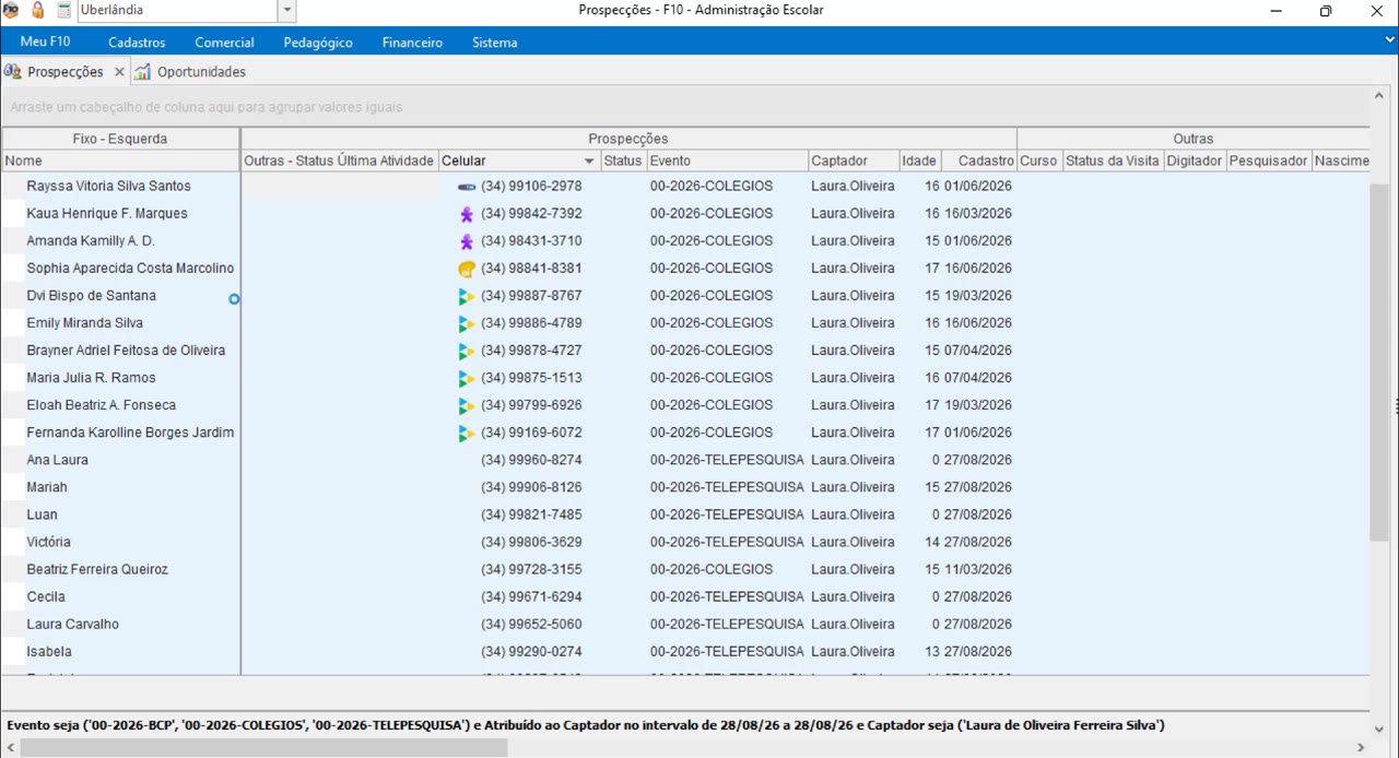 Registros selecionados com menu de contexto aberto mostrando opção 'Atribuir no Kanban'.
